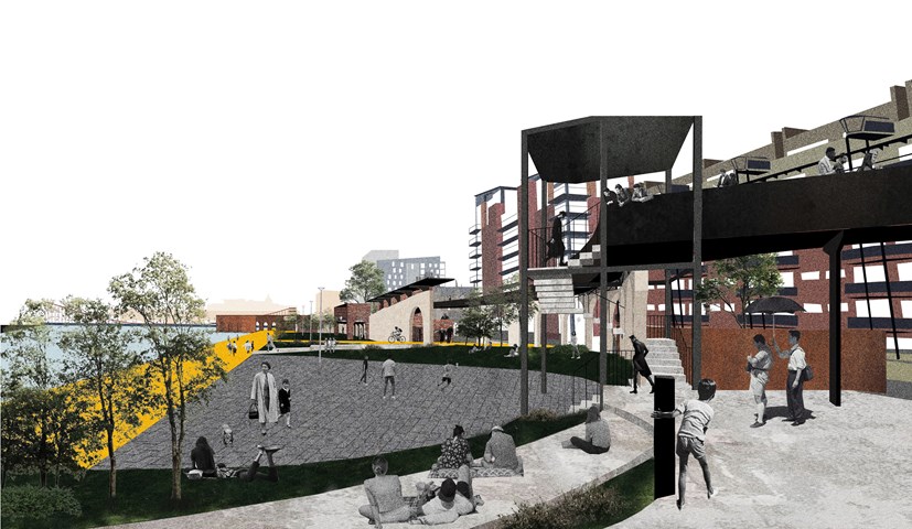 Urban Balcony 1- a perspective render.