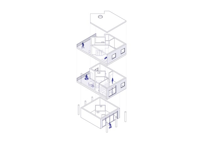 Flat Type B - Exploded Axonometric