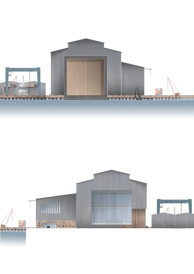 North and South Elevations of the Main Dock Shed