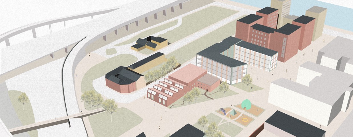 Zoomed Out Axo Of Building In Context Compressed