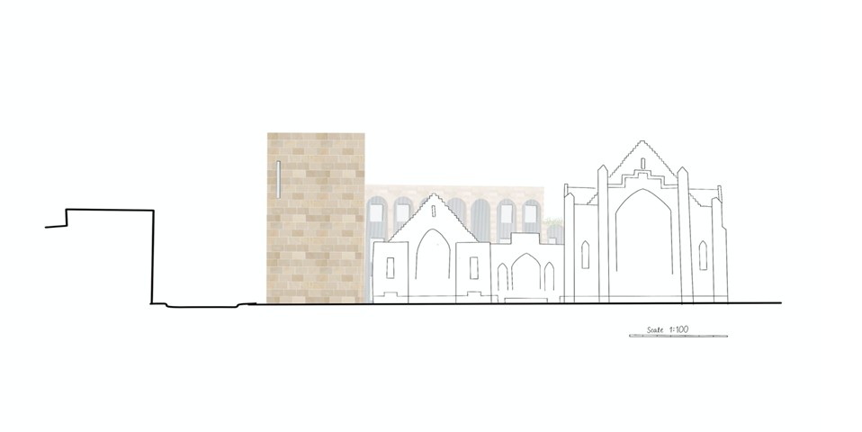 the elevation shows the high of the proposal in relation to the surrounding buildings