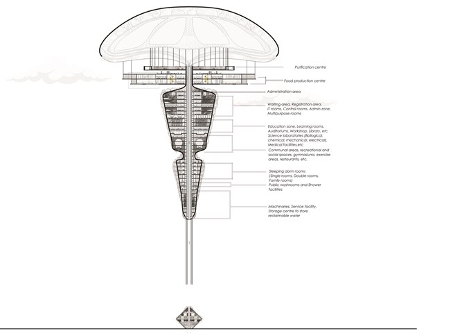 Long section of The Floating Facility and Plans