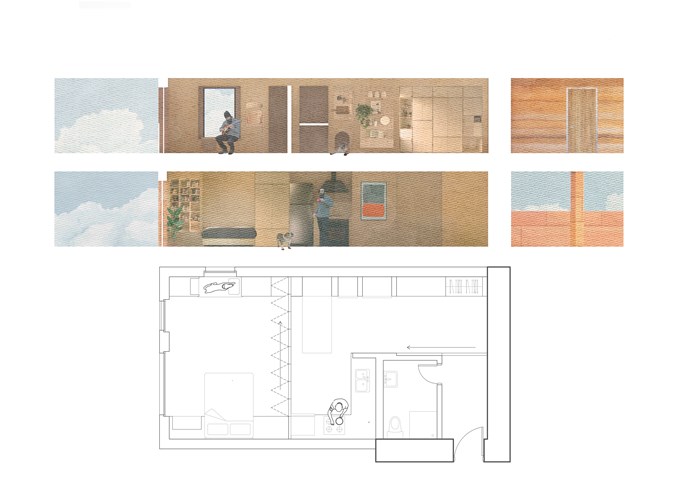 Flat plan and section 